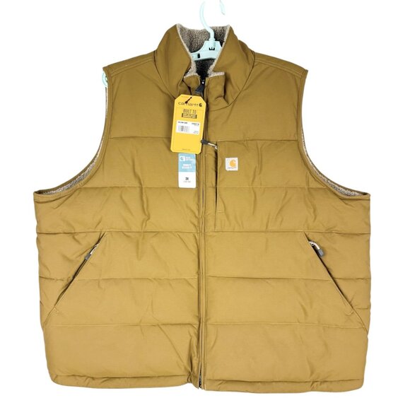 NWT Carhartt Women Montana Tan Relaxed Fit Insulated Reversible Vest 3X 24W/26W - Picture 1 of 12